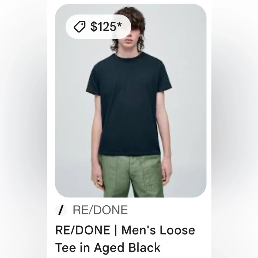 RE/DONE Sz XS aged black pocket tea with areas of discoloration